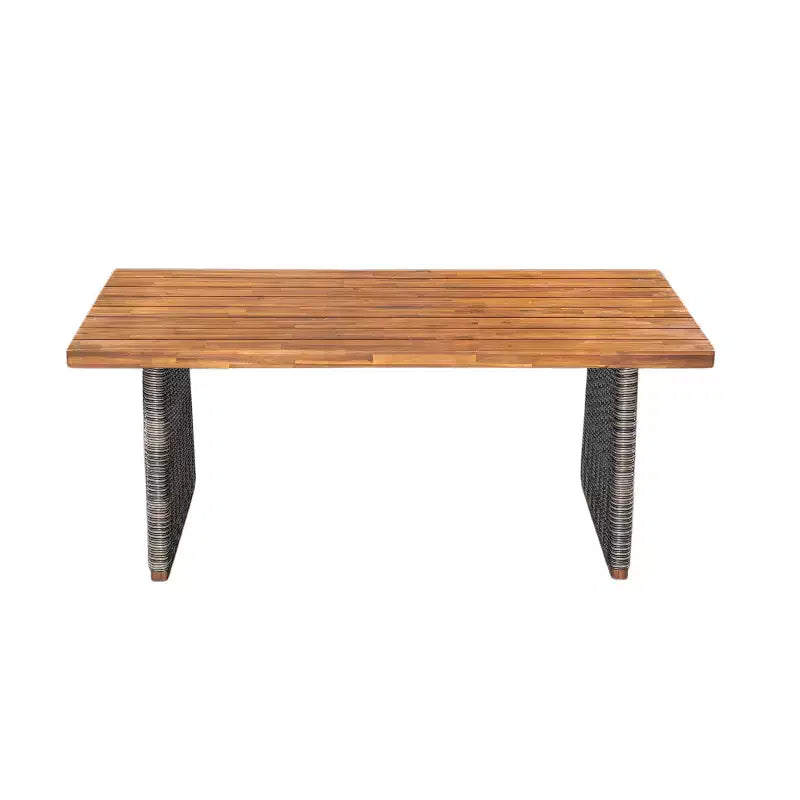Christopher Knight Home Clara Set da Pranzo Rustico da Esterno 6 Pezzi in Rattan e Legno di Acacia con Cuscini