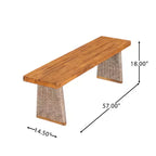 Christopher Knight Home Clara Set da Pranzo Rustico da Esterno 6 Pezzi in Rattan e Legno di Acacia con Cuscini