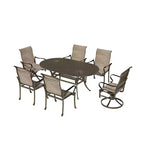 Mondawe 7 Pieces Cast Aluminum Outdoor Patio Dining Set with 2 Swivel Chair and 4 Armchairs and 1 Oval Table