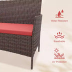 Ensemble de mobilier de jardin 4 pièces, ensemble de chaises en rotin tressé pour terrasse extérieure, canapé en rotin Dialogue tout temps avec revêtement et table en verre