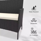 Ensemble de mobilier de jardin 4 pièces, ensemble de chaises en rotin tressé pour terrasse extérieure, canapé en rotin Dialogue tout temps avec revêtement et table en verre