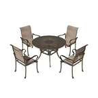 Mondawe Set da pranzo da esterno 5 pezzi con tavolo da pranzo rotondo da 135 cm di larghezza e 4 poltrone