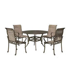 Mondawe Set da pranzo da esterno 5 pezzi con tavolo da pranzo rotondo da 135 cm di larghezza e 4 poltrone