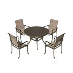 Mondawe 5 Pieces Outdoor Patio Dining Set with 53 in W Round Dining Table and 4 Swivel Rocking Chairs