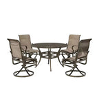 Ensemble de salle à manger d'extérieur Mondawe 5 pièces avec table à manger ronde de 53 po de largeur et 4 chaises pivotantes à bascule
