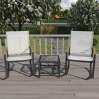 CuisinSmart Set Conversazione da 3 Pezzi per Patio, Set Mobili per Patio Piccolo con Tavolino in Vetro + 2 Sedie, per Giardino sul Retro Balcone