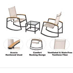 CuisinSmart Set Conversazione da 3 Pezzi per Patio, Set Mobili per Patio Piccolo con Tavolino in Vetro + 2 Sedie, per Giardino sul Retro Balcone