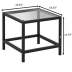CuisinSmart Set Conversazione da 3 Pezzi per Patio, Set Mobili per Patio Piccolo con Tavolino in Vetro + 2 Sedie, per Giardino sul Retro Balcone