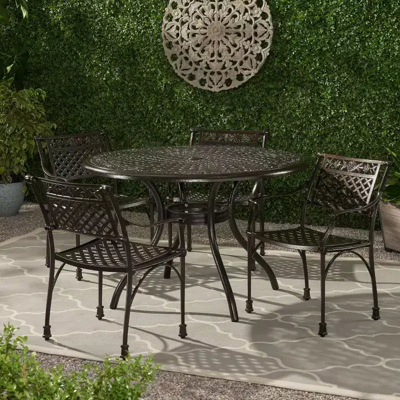 Christopher Knight Home Ridgecrest - Set da pranzo da esterno a 5 pezzi in alluminio