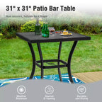 Captiva Designs Set 3 pz Tavolo Alto da Bar e Sedie da Bar Girevoli in Metallo per Esterni con Cuscini e Braccioli