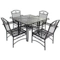 Courtyard Casual Black Steel French Quarter Outdoor 5 pc Dining Group