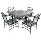 Courtyard Casual Black Steel French Quarter Outdoor 5 pc Dining Group