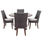 Cortile Casual Bermuda Teak FSC 5 pz 48 Flag Leg Set da pranzo in teak FSC Include un tavolo da pranzo rotondo da 48 e quattro sedie da pranzo