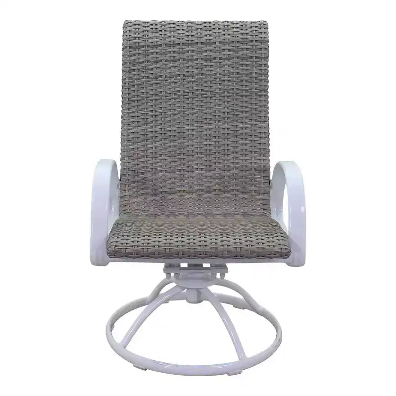 Set da pranzo rotondo da 48 pollici a 5 pezzi in stile Santa Fe Courtyard Casual con poltrone a dondolo girevoli in vimini Include un tavolo rotondo e 4 poltrone a dondolo girevoli in vimini