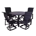 Courtyard Casual Santorini 5 pc Motion 48 Round Dining set Includes: One Round Table and Four Padded Swivel Sling Chairs