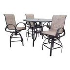 Set da pranzo rotondo Courtyard Casual Santa Fe da 5 pezzi ad altezza balcone 48" Include un tavolo da balcone da 48" e quattro sgabelli da balcone girevoli