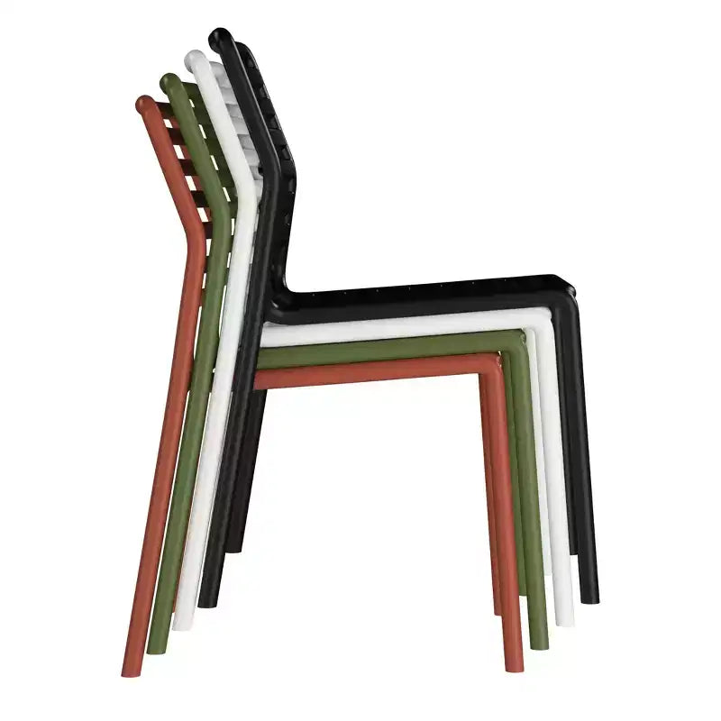 WestinTrends Playa Set da Pranzo per Esterni Rettangolare in Metallo da 7 Pezzi con Sedie Impilabili in Plastica per 6 Persone