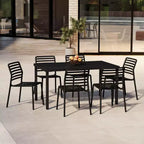 WestinTrends Playa Set da Pranzo per Esterni Rettangolare in Metallo da 7 Pezzi con Sedie Impilabili in Plastica per 6 Persone