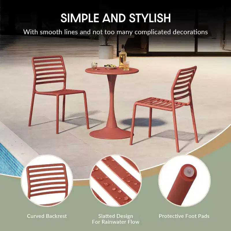 WestinTrends Playa Set da Pranzo per Esterni Rettangolare in Metallo da 7 Pezzi con Sedie Impilabili in Plastica per 6 Persone