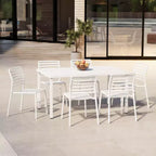 WestinTrends Playa Set da Pranzo per Esterni Rettangolare in Metallo da 7 Pezzi con Sedie Impilabili in Plastica per 6 Persone