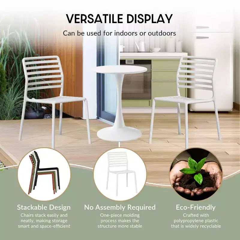 WestinTrends Playa Set da Pranzo per Esterni Rettangolare in Metallo da 7 Pezzi con Sedie Impilabili in Plastica per 6 Persone