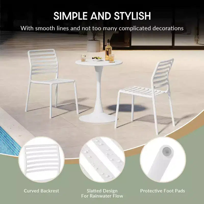WestinTrends Playa Set da Pranzo per Esterni Rettangolare in Metallo da 7 Pezzi con Sedie Impilabili in Plastica per 6 Persone