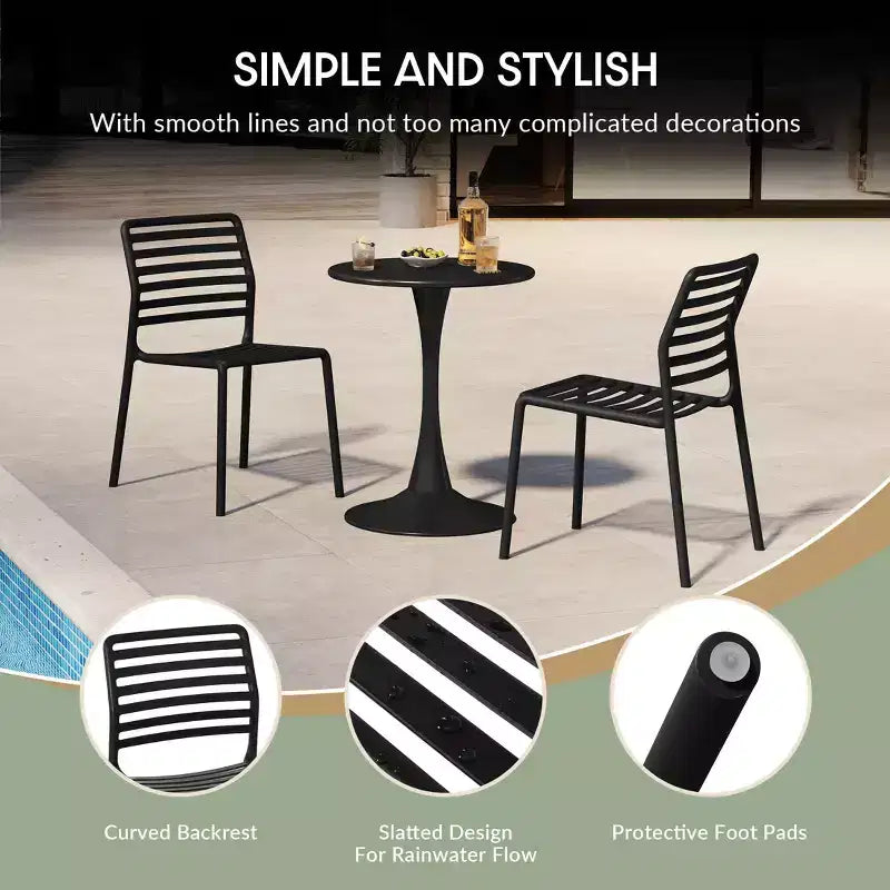 WestinTrends Playa Set da Pranzo per Esterni Rettangolare in Metallo da 7 Pezzi con Sedie Impilabili in Plastica per 6 Persone