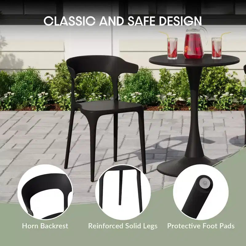 WestinTrends Playa Set da Pranzo da Esterno in Metallo Rettangolare a 7 Pezzi con Sedie da Pranzo Impilabili in Plastica per 6 Persone