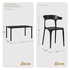 WestinTrends Playa Set da Pranzo da Esterno in Metallo Rettangolare a 7 Pezzi con Sedie da Pranzo Impilabili in Plastica per 6 Persone