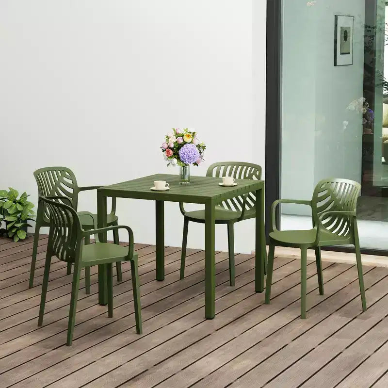 WestinTrends Playa Set da Pranzo Quadrato per Esterni da 5 Pezzi con Sedie Impilabili