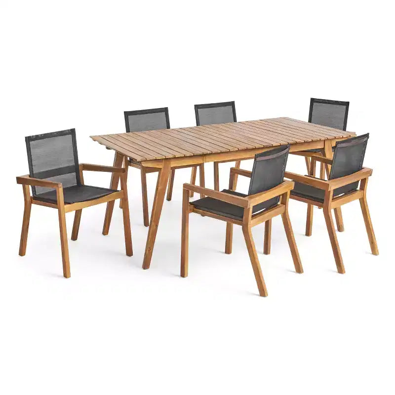 Ensemble de salle à manger 7 pièces en résille et bois d'acacia d'extérieur Copperfield Christopher Knight Home