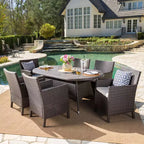 Christopher Knight Home Cypress Outdoor Wicker 7 Piece Dining Set with Cushion