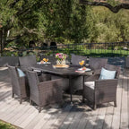 Christopher Knight Home Cypress Set da Pranzo da Esterno in Vimini 7 Pezzi con Cuscini