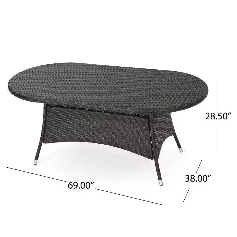 Christopher Knight Home Cypress Set da Pranzo da Esterno in Vimini 7 Pezzi con Cuscini