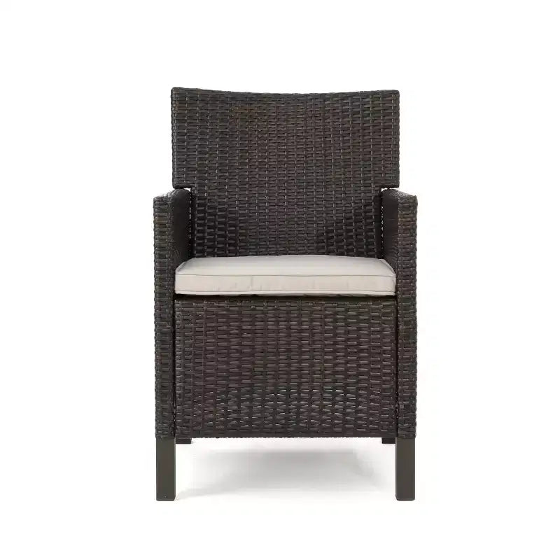 Christopher Knight Home Cypress Set da Pranzo da Esterno in Vimini 7 Pezzi con Cuscini