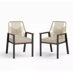 Captiva Designs Set da pranzo da 7 pezzi per esterni con tavolo rettangolare in acciaio con piano a doghe e sedie fisse in rattan beige