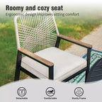Captiva Designs Set da pranzo da 7 pezzi per esterni con tavolo rettangolare in acciaio con piano a doghe e sedie fisse in rattan beige