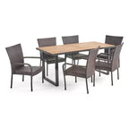 Ensemble de salle à manger d'extérieur 7 pièces en bois d'acacia et osier Christopher Knight Home Savoy