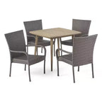 Christopher Knight Home Lagen Set da pranzo da 5 pezzi per esterni in legno di acacia e vimini