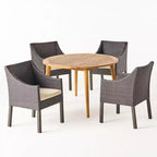 Christopher Knight Home Torrence Set da pranzo da esterno 5 pezzi in legno di acacia e vimini con cuscini