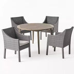 Christopher Knight Home Torrence Set da pranzo da esterno 5 pezzi in legno di acacia e vimini con cuscini