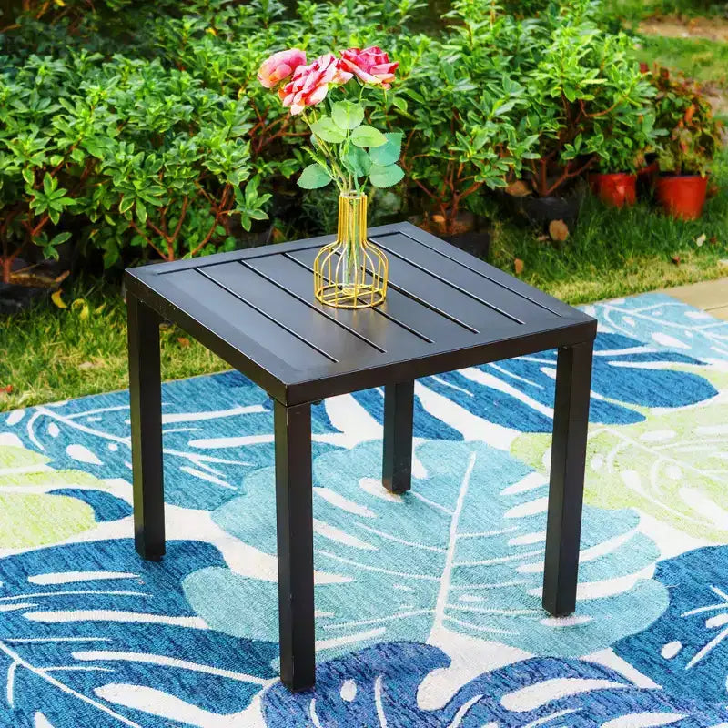 Captiva Designs - Ensemble de 3 pièces : Table bistro carrée et chaises pivotantes en textilène gris-brun pour patio