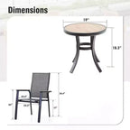 Captiva Designs, tavolo da pranzo per patio esterno in acciaio 3 pezzi e sedie a fionda in textilene con braccioli color legno grigio