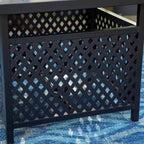 Captiva Designs Tavolo da pranzo quadrato e sedie con braccioli in acciaio per esterni con piano a doghe, set da 3 pezzi