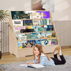Étagère à livres pour enfants à 5 niveaux, étagères de présentation de livres pour tout-petits avec étagère de présentation de magazines profonde, organisateur de rangement pour enfants pour chambre de bébé, chambre d'enfant