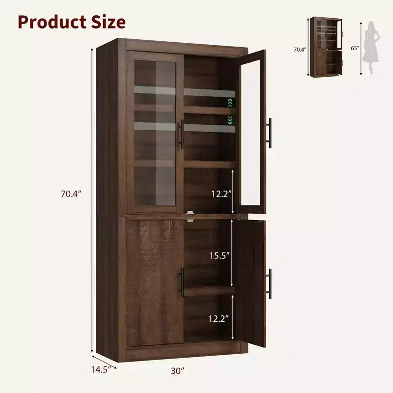 Coolmee Grand garde-manger de cuisine, armoire de rangement avec 2 portes et étagères réglables, buffet de garde-manger et grand espace de rangement pour salle à manger et salon