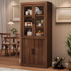 Coolmee Grand garde-manger de cuisine, armoire de rangement avec 2 portes et étagères réglables, buffet de garde-manger et grand espace de rangement pour salle à manger et salon