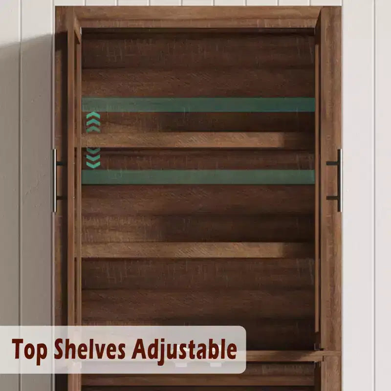 Coolmee Grand garde-manger de cuisine, armoire de rangement avec 2 portes et étagères réglables, buffet de garde-manger et grand espace de rangement pour salle à manger et salon
