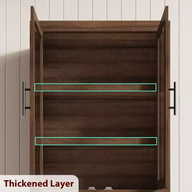 Coolmee Grand garde-manger de cuisine, armoire de rangement avec 2 portes et étagères réglables, buffet de garde-manger et grand espace de rangement pour salle à manger et salon