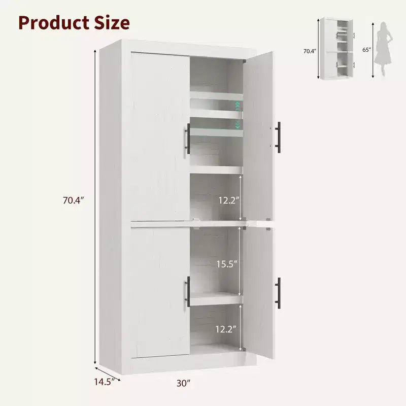 Coolmee Grand garde-manger de cuisine, armoire de rangement avec 2 portes et étagères réglables, buffet de garde-manger et grand espace de rangement pour salle à manger et salon